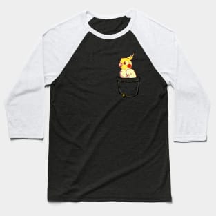 Pocket Cute Yellow Cockatiel Bird Baseball T-Shirt